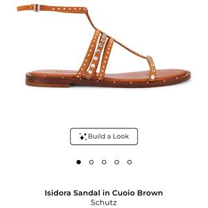 SCHUTZ Ankle Strap Studded Sandal in Cuoio Brown